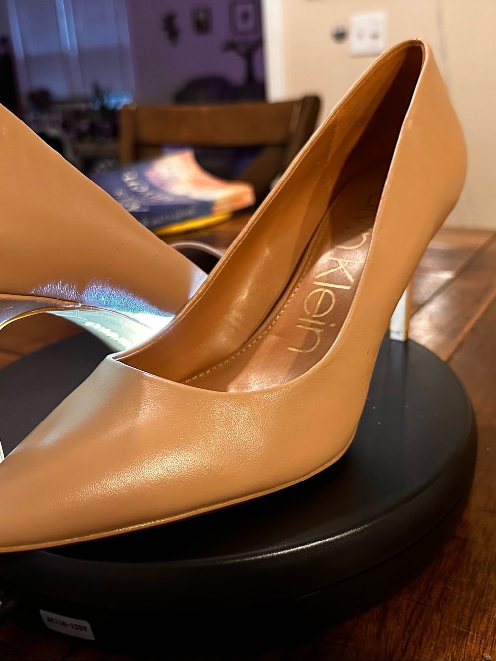 Calvin Klein Tan Patent Leather Pointed-Toe Pumps
